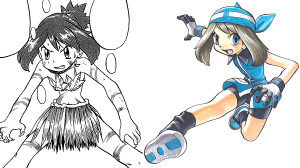 In Pokémon Special (Adventures), Sapphire first appears as a girl living in the wilderness, but soon wears a blue variant on the familiar heroine's outfit from Pokémon Ruby and Sapphire. Did she take a step forward or a step back?
